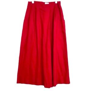 OAK + FORT  Red Wide Leg Cropped Pant M